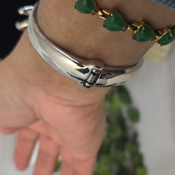 Bling! Vintage Silver CZ Statement Clamper Hinge Bracelet - Picture 8 of 8